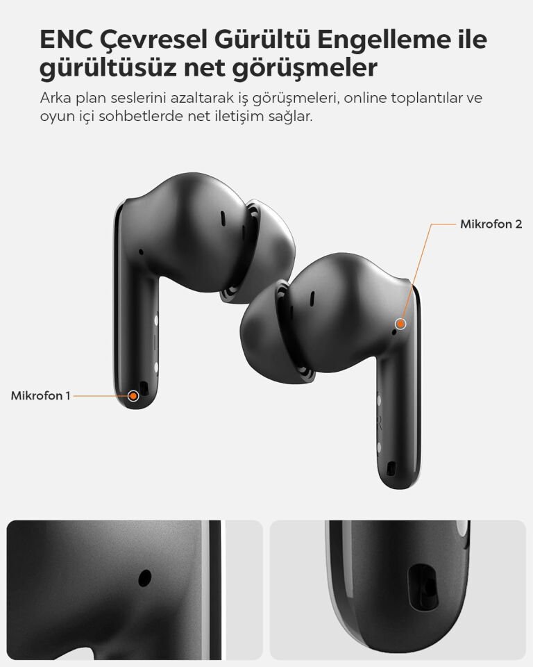 Spigen Audio TWS S10 Bluetooth Kablosuz Kulaklık - ANC Aktif Gürültü Engelleme + ENC 6 Mikrofon - 10mm Sürücü - 30 Saat Pil - iOS & Android EQ App Şeffaf & Gaming Mod iPX4