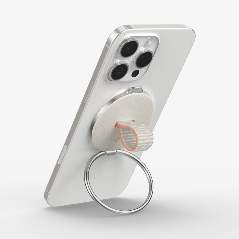 Spigen MagFit O-Mag iPhone için Manyetik Telefon Tutucu MagSafe özellikli Ring Dune Beige