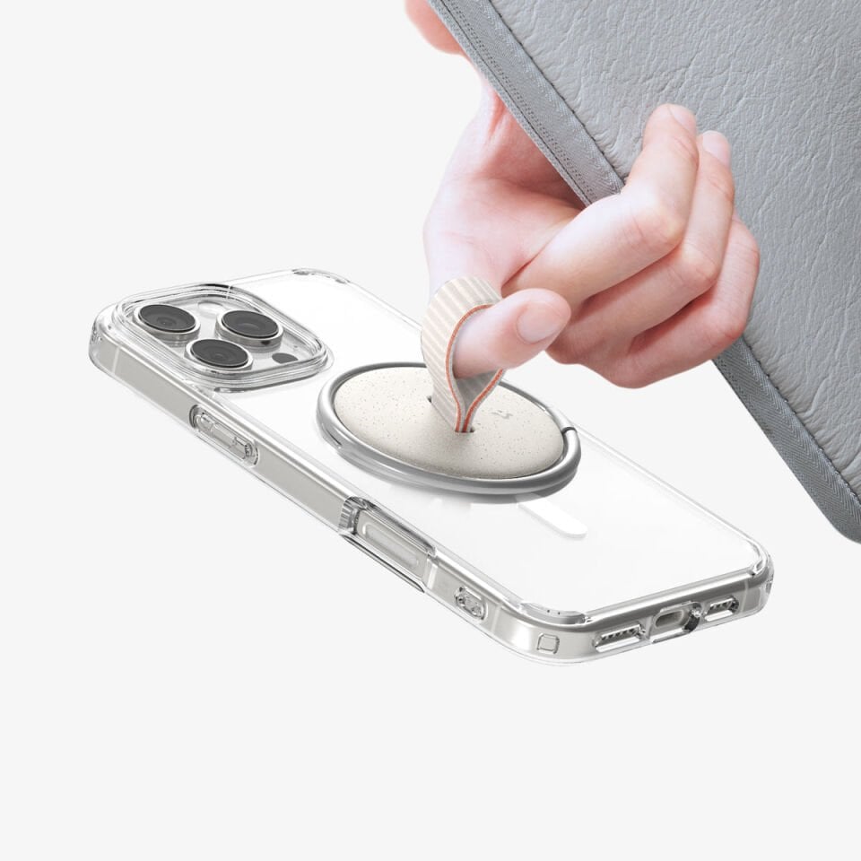 Spigen MagFit O-Mag iPhone için Manyetik Telefon Tutucu MagSafe özellikli Ring Dune Beige