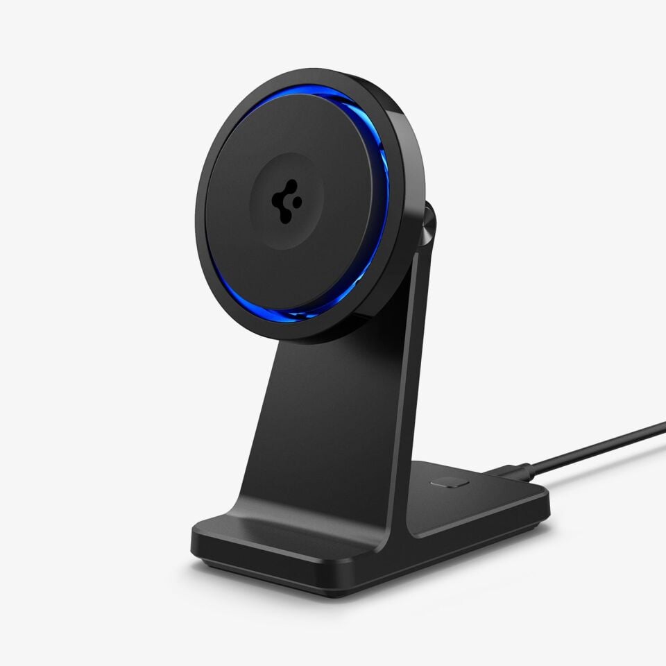Spigen MagFit Stand Manyetik Kablosuz Şarj Cihazı / Özel Fanlı Isı Düşürücü iPhone için MagSafe özellikli Cryomax OneTap Pro 3 S310WC Black