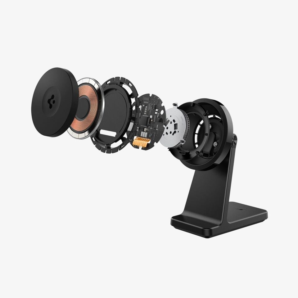Spigen MagFit Stand Manyetik Kablosuz Şarj Cihazı / Özel Fanlı Isı Düşürücü iPhone için MagSafe özellikli Cryomax OneTap Pro 3 S310WC Black