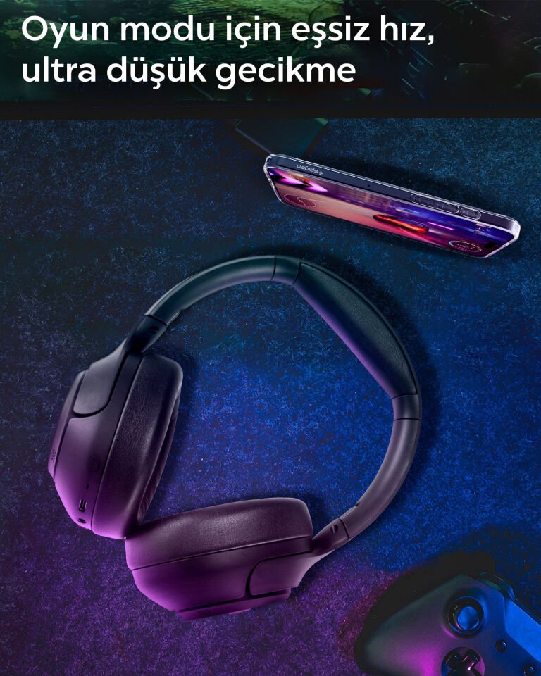 Spigen Audio Kulak Üstü P10 Bluetooth Kablosuz Kulaklık - ANC Pro Aktif Gürültü Engelleme + ENC 5 Mikrofon - 40mm Titanyum Sürücü - 60 Saat Pil - iOS & Android EQ App Şeffaf & Gaming Mod