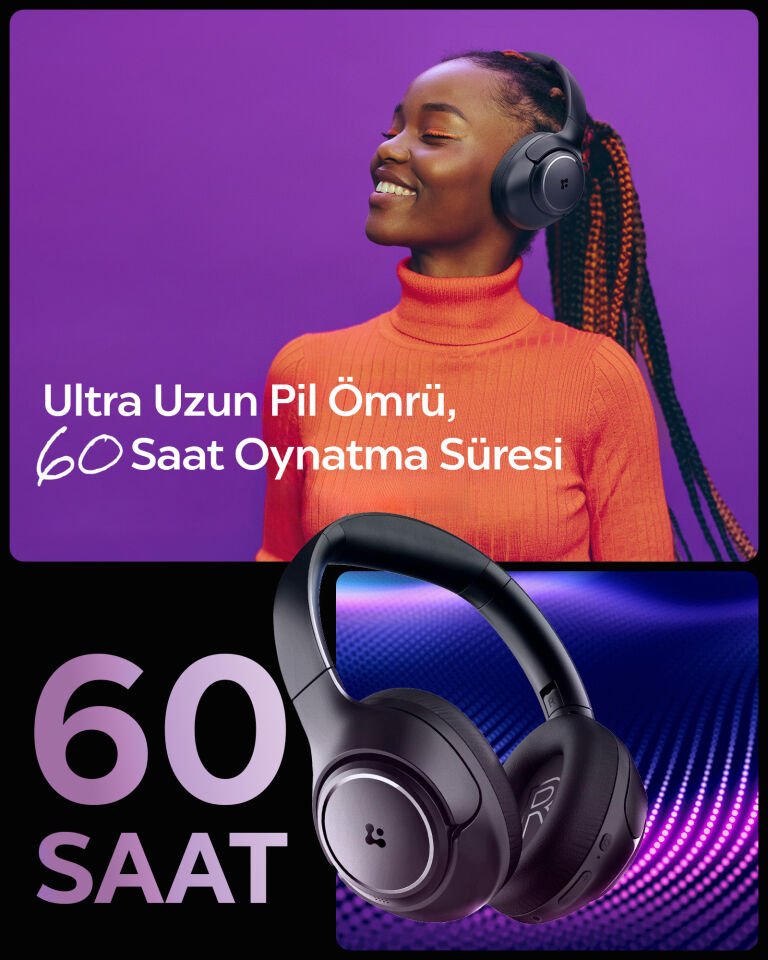 Spigen Audio Kulak Üstü P10 Bluetooth Kablosuz Kulaklık - ANC Pro Aktif Gürültü Engelleme + ENC 5 Mikrofon - 40mm Titanyum Sürücü - 60 Saat Pil - iOS & Android EQ App Şeffaf & Gaming Mod