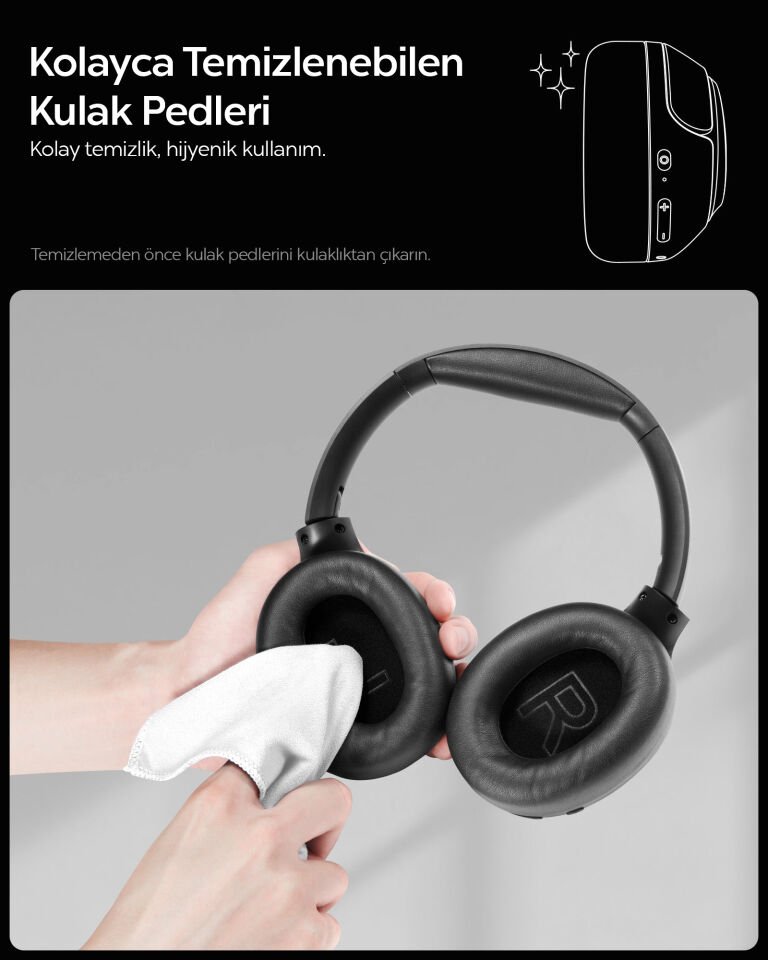 Spigen Audio Kulak Üstü P10 Bluetooth Kablosuz Kulaklık - ANC Pro Aktif Gürültü Engelleme + ENC 5 Mikrofon - 40mm Titanyum Sürücü - 60 Saat Pil - iOS & Android EQ App Şeffaf & Gaming Mod