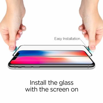 iPhone XS Max Cam Ekran Koruyucu, Spigen Full Cover Glass Black