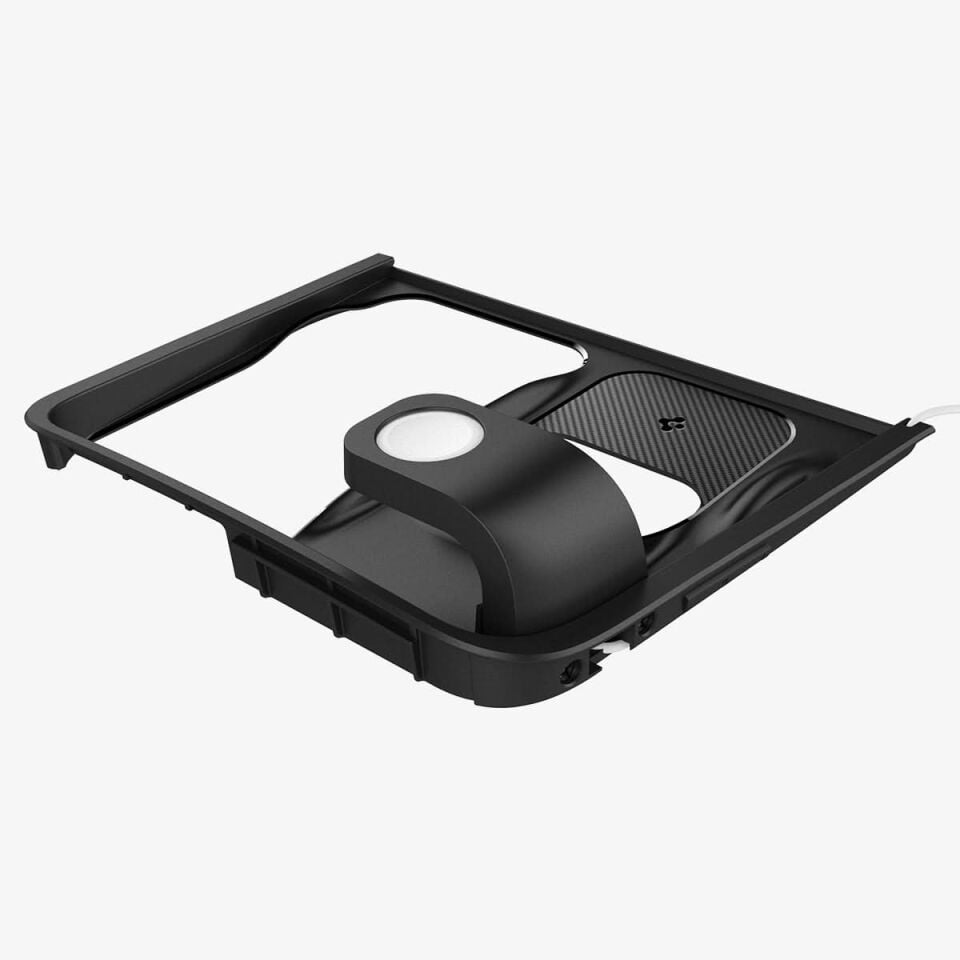 Spigen Tesla Model Y (2024-2023) & Model 3 (2023) Orta Konsol Kablosuz Şarj Bölmesi Düzenleyici 3 in 1 Hub (USB-C Şarj Kablosu Dahil, Watch Şarjı Dahil Değil) TO272 Black