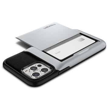 iPhone 12 Pro Max Kılıf, Spigen Slim Armor Wallet Satin Silver