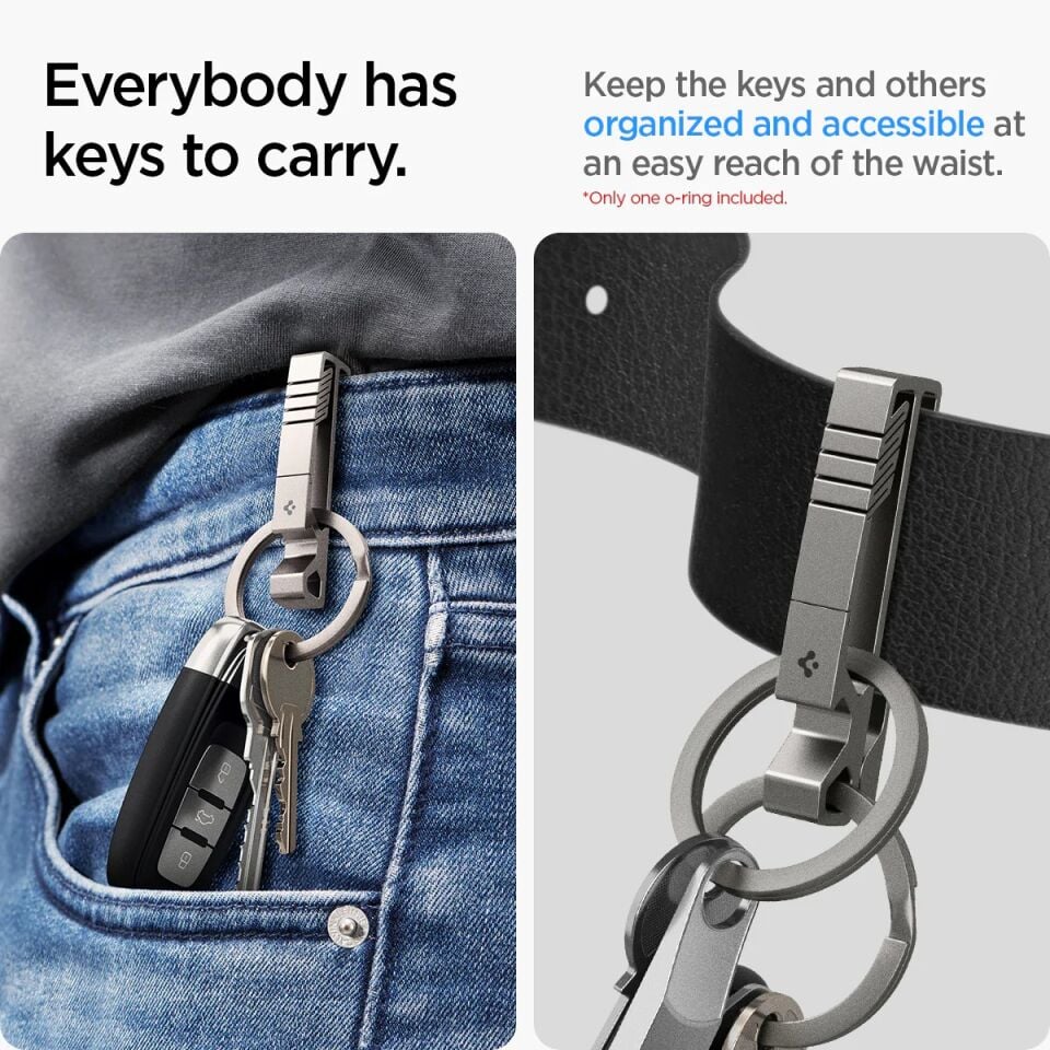 Spigen Anahtarlık / Şişe Açacağı Klipsi Kancası Metal Fit Gunmetal