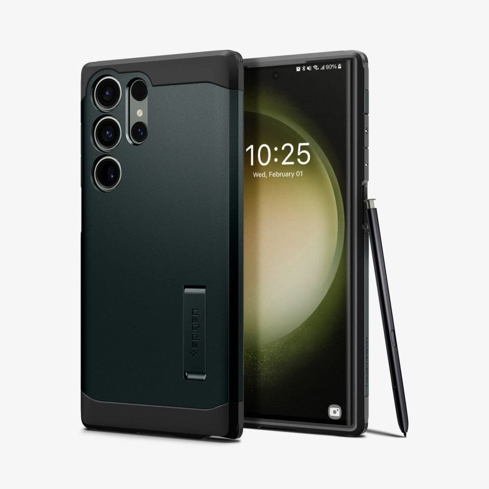 Galaxy S23 Ultra Kılıf, Spigen Tough Armor Abyss Green