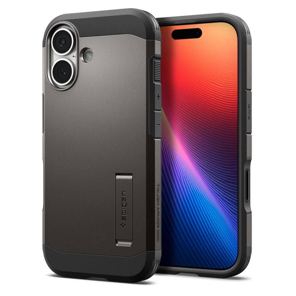 Spigen iPhone 17 Ekstra Dayanıklı MagSafe Kılıf Tough Armor Ai T Force Kamera Butonu Hava Kanalı Teknolojisi™ Askeri Sınıf Koruma MagFit KickStand'lı Çift Katman Kapak