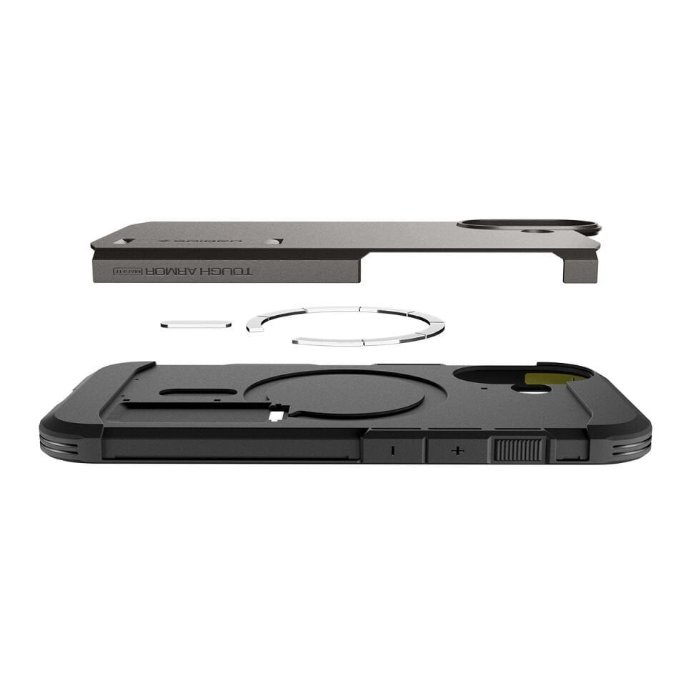 Spigen iPhone 17 Ekstra Dayanıklı MagSafe Kılıf Tough Armor Ai T Force Kamera Butonu Hava Kanalı Teknolojisi™ Askeri Sınıf Koruma MagFit KickStand'lı Çift Katman Kapak