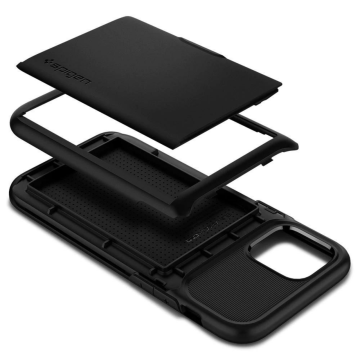 iPhone 12 / iPhone 12 Pro Kılıf, Spigen Slim Armor Wallet Black