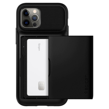 iPhone 12 / iPhone 12 Pro Kılıf, Spigen Slim Armor Wallet Black