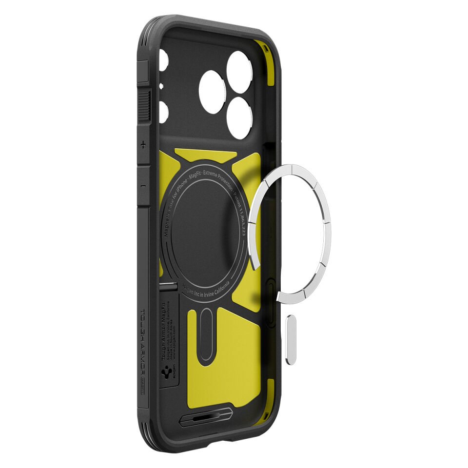 Spigen iPhone 17 Pro ile Uyumlu Ekstra Dayanıklı MagSafe Kılıf Tough Armor Ai T Force Kamera Butonu Hava Kanalı Teknolojisi™ Askeri Sınıf Koruma MagFit KickStand Çift Katman Kapak