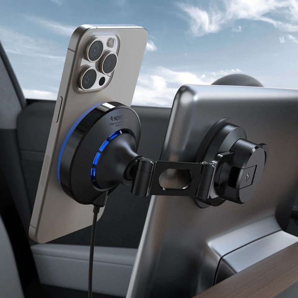 Spigen MagFit Dashboard Araç içi Telefon Tutucu + Manyetik Kablosuz Şarj Cihazı iPhone için MagSafe özellikli Cryomax OneTap Pro 3 Black