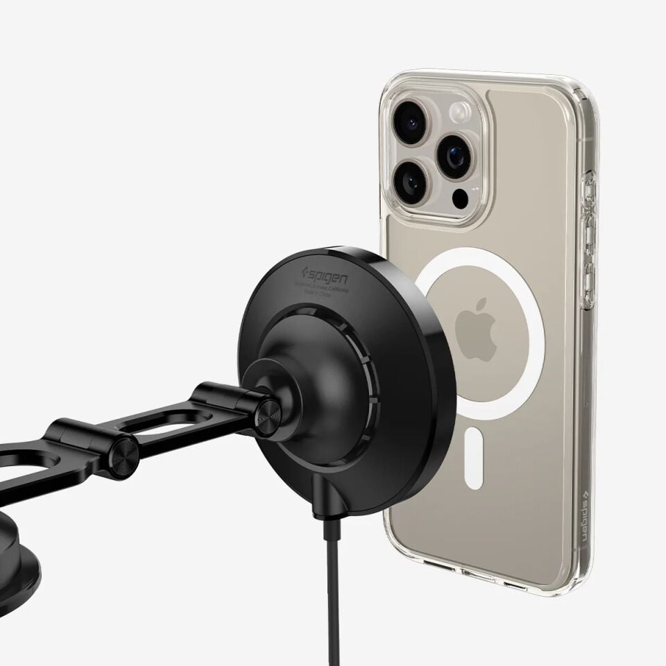 Spigen MagFit Dashboard Araç içi Telefon Tutucu + Manyetik Kablosuz Şarj Cihazı iPhone için MagSafe özellikli Cryomax OneTap Pro 3 Black