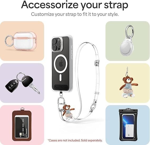 Spigen Ciel by CYRILL Cross Body Strap Set Boyun Askı ipi + Strap El Askı ipi + Tutucu Aparat (Tüm Cihazlarla Uyumlu) Crystal Clear