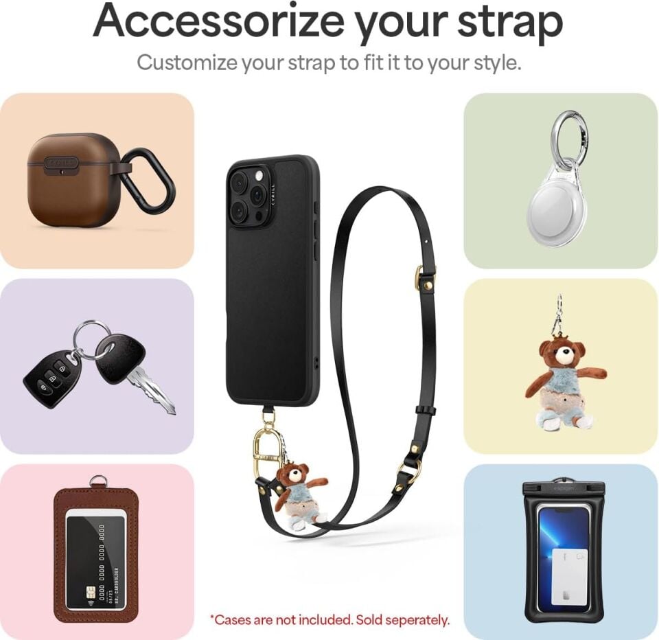 Spigen Ciel by CYRILL Cross Body Strap Set Boyun Askı ipi + Strap El Askı ipi + Tutucu Aparat (Tüm Cihazlarla Uyumlu) Black