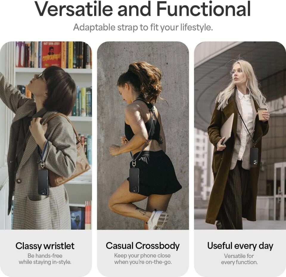 Spigen Ciel by CYRILL Cross Body Strap Set Boyun Askı ipi + Strap El Askı ipi + Tutucu Aparat (Tüm Cihazlarla Uyumlu) Black