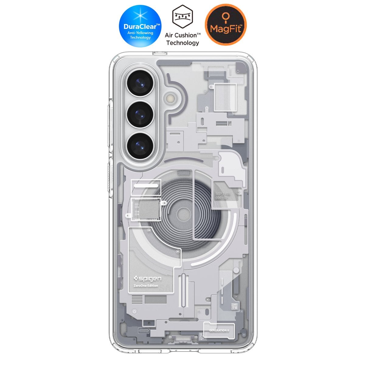 Spigen Samsung Galaxy S26 ile Uyumlu ince Kılıf Ultra Hybrid Sararmaya Dayanıklı DuraClear™ Hava Kanalı Teknolojisi™ Askeri Sınıf Koruma MagFit Şeffaf Kapak Zero One White