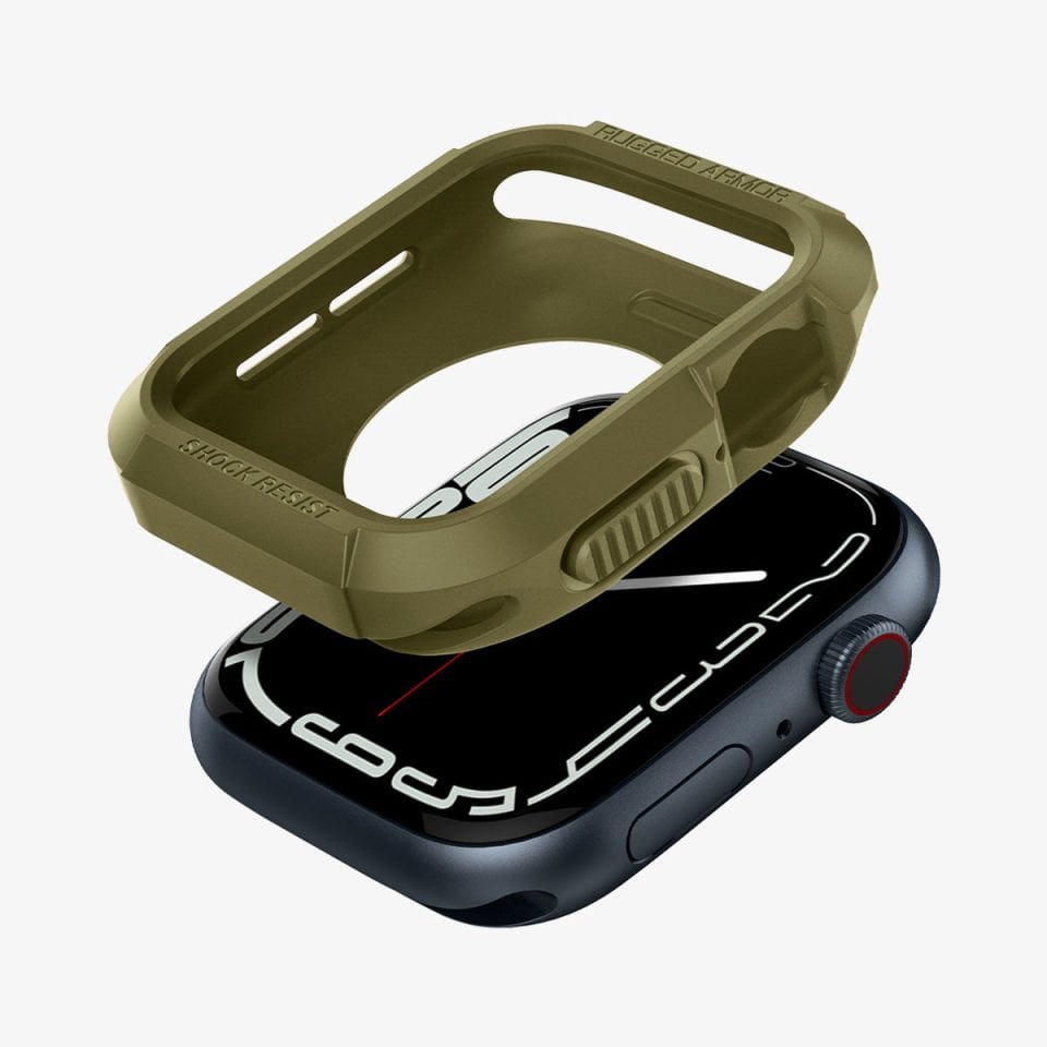 Spigen Apple Watch 45mm/44mm (Seri 9/8/SE2/7/6/SE/5/4) Kılıf Rugged Armor Olive Green