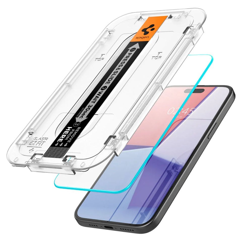 Spigen iPhone 16 Plus / iPhone 15 Plus Cam Ekran Koruyucu Kolay Kurulum Glas.tR EZ Fit Slim HD (1 Adet)