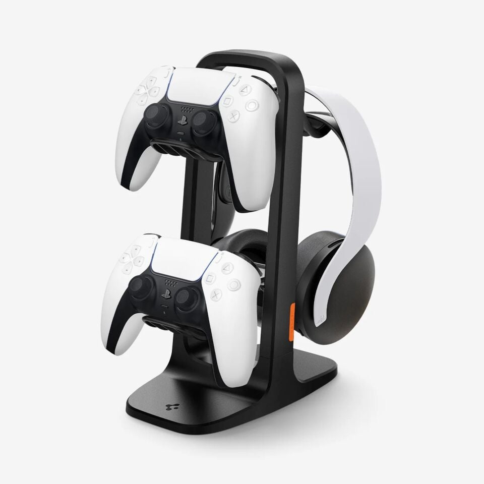 Spigen Oyun Kolu & Kulaklık Standı / Kablo Düzenleyici Gamer Masaüstü Contoller Organizer Black