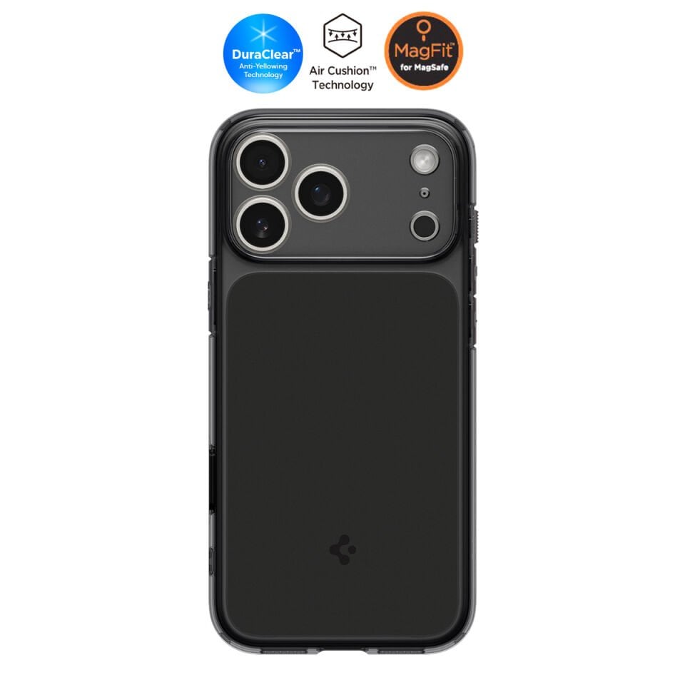 Spigen iPhone 17 Pro ince MagSafe Kılıf Ultra Hybrid T Force Kamera Butonu Sararmaya Dayanıklı DuraClear™ Hava Kanalı Teknolojisi™ Askeri Sınıf Koruma MagFit Şeffaf Kapak
