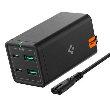 Spigen ArcDock 120W 4 Port USB-C PD 3.0 (Power Delivery) Hızlı Masaüstü Şarj İstasyonu Gallium Nitride (GaN) Macbook ile Uyumlu Hub Black (1.5 Metre AC Kablo) PD2100