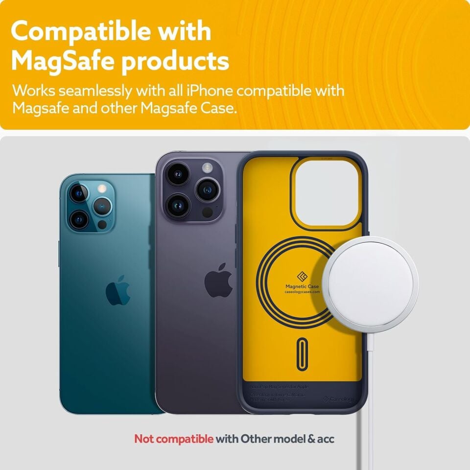 Spigen Caseology iPhone için MagSafe özellikli Kartlı Manyetik Cüzdan Nano Pop v2 Blueberry Navy