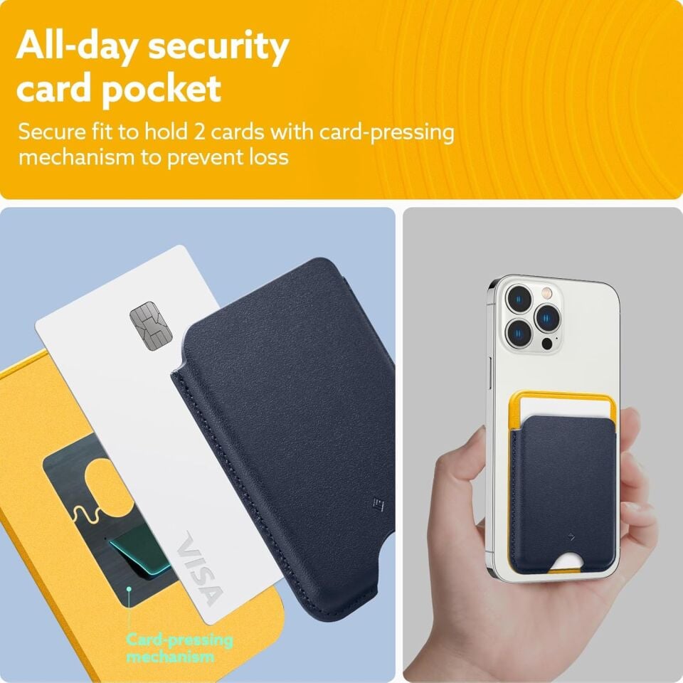 Spigen Caseology iPhone için MagSafe özellikli Kartlı Manyetik Cüzdan Nano Pop v2 Blueberry Navy
