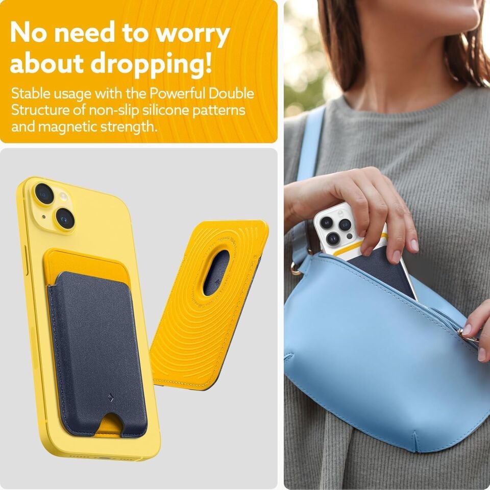 Spigen Caseology iPhone için MagSafe özellikli Kartlı Manyetik Cüzdan Nano Pop v2 Blueberry Navy