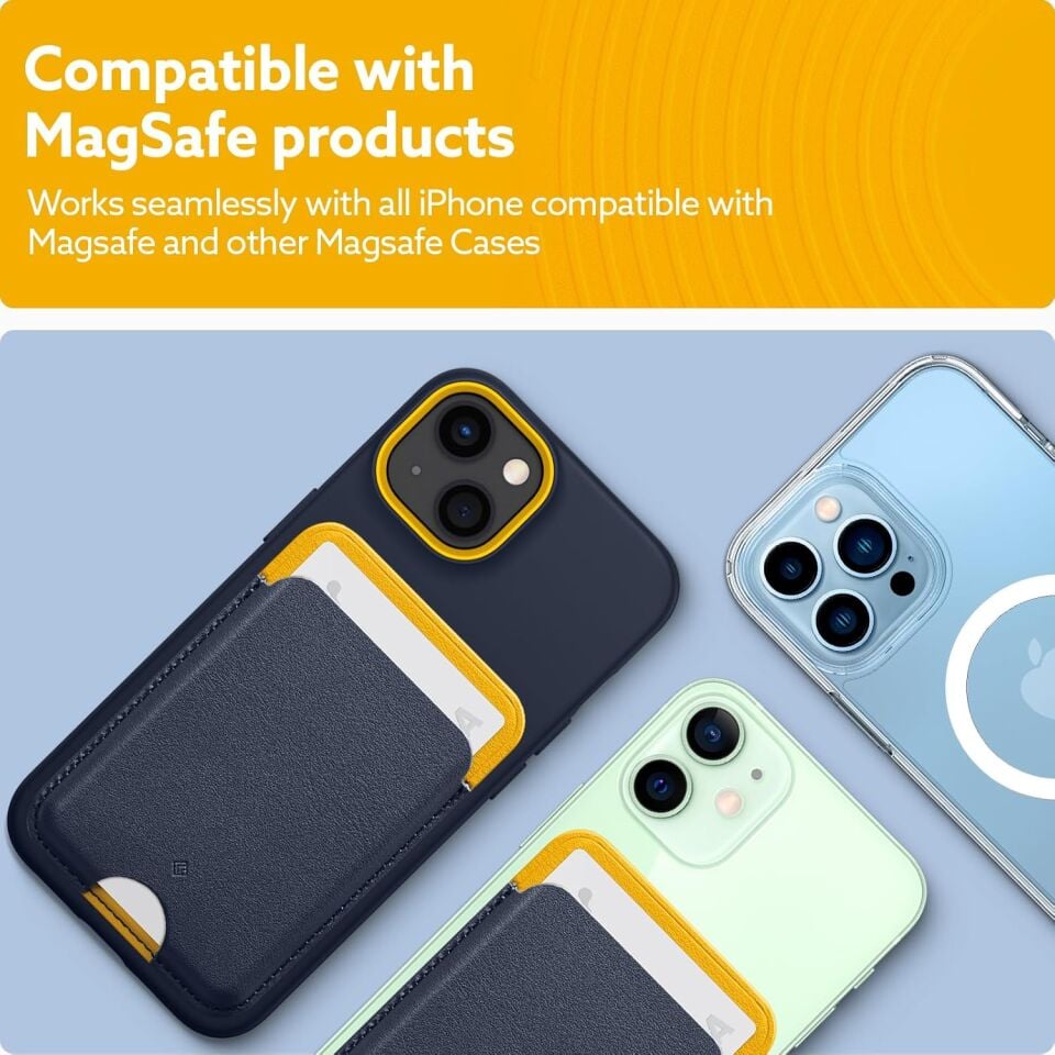 Spigen Caseology iPhone için MagSafe özellikli Kartlı Manyetik Cüzdan Nano Pop v2 Blueberry Navy