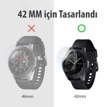 Galaxy Watch (42 mm) Cam Ekran Koruyucu, Spigen Glas.tR Slim (3 Paket)