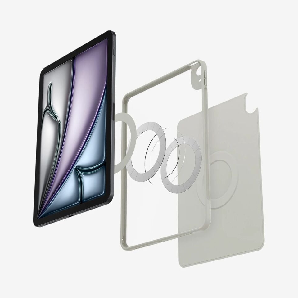 Spigen iPad Air 13'' M3 (2025) / M2 (2024) Kılıf Air Skin Pro OneTap Metal Ring MagFit Gray