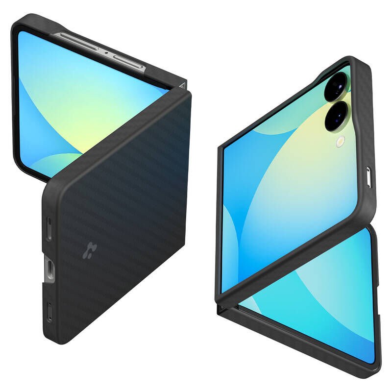 Spigen Galaxy Z Flip 7 ince Kılıf Air Skin Aramid Hava Kanalı Teknolojisi™ Askeri Sınıf Koruma Black Dokulu Yüzey Kapak Black