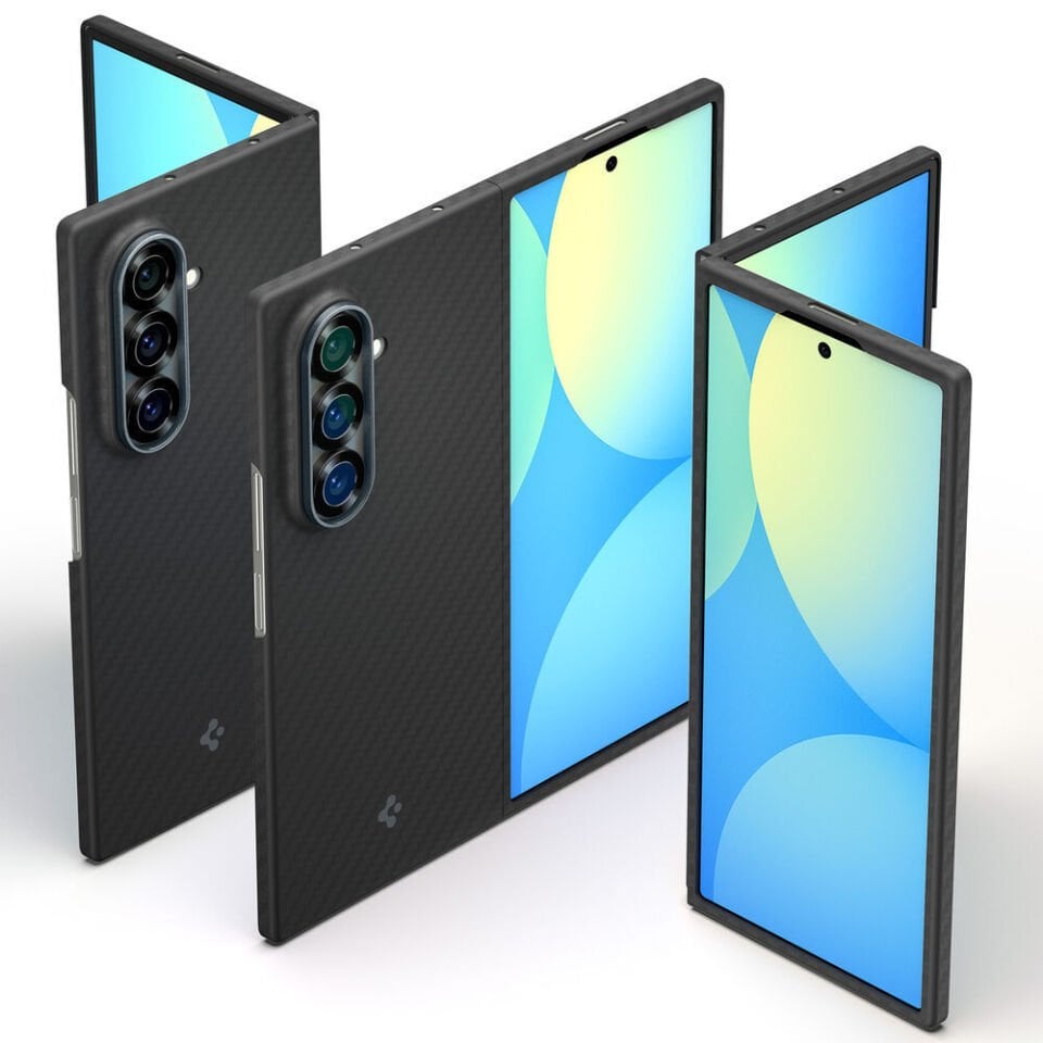 Spigen Galaxy Z Fold 7 ince Kılıf Air Skin Aramid Hava Kanalı Teknolojisi™ Askeri Sınıf Koruma Black Dokulu Yüzey Kapak Black