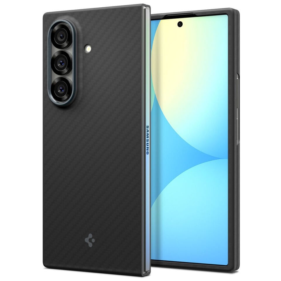 Spigen Galaxy Z Fold 7 ince Kılıf Air Skin Aramid Hava Kanalı Teknolojisi™ Askeri Sınıf Koruma Black Dokulu Yüzey Kapak Black