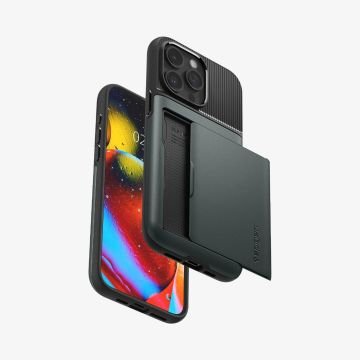 iPhone 15 Pro Kılıf, Spigen Slim Armor CS Abyss Green