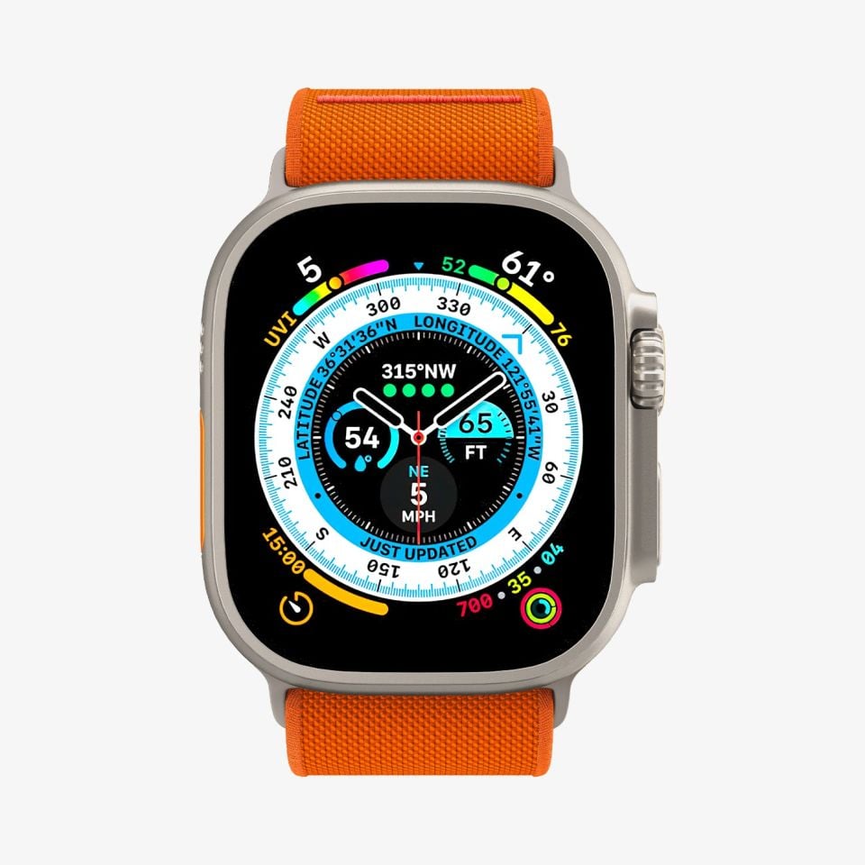 Spigen Apple Watch 49mm Ultra 3/2/1 - 46mm Seri 11/10 - 45mm Seri 9/8/7 - 44mm Seri SE2/SE/6/5/4 ile uyumlu Kordon Kayış Band Lite Fit Ultra Orange