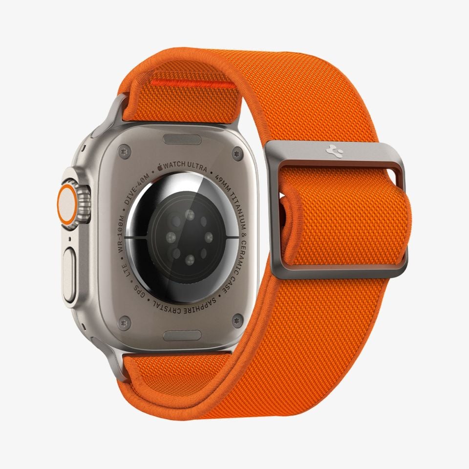 Spigen Apple Watch 49mm Ultra 2/1 - 46mm Seri 10 - 45mm Seri 9/8/7 - 44mm Seri SE2/SE/6/5/4 Kordon Kayış Band Lite Fit Ultra Orange