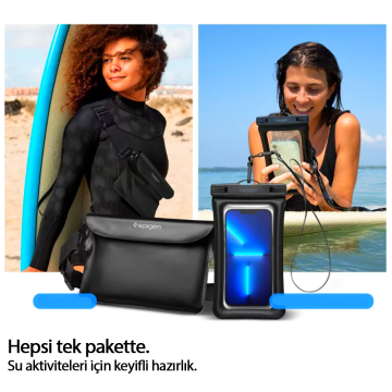 Spigen Universal Aqua Shield Waterproof Tüm Cihazlarla Uyumlu Set (Kılıf ve Çanta) A621