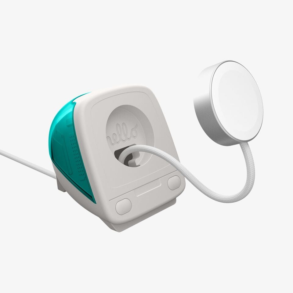 Spigen Apple Watch ile uyumlu Saat Standı Classic C1 Dayanıklı Silikon Malzeme Bondi Blue iMac Tasarım Stand Bondi Blue
