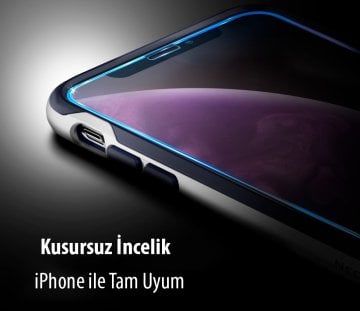 iPhone 11 Pro Max/XS Max Cam Ekran Koruyucu, Spigen Full Cover Glass Black