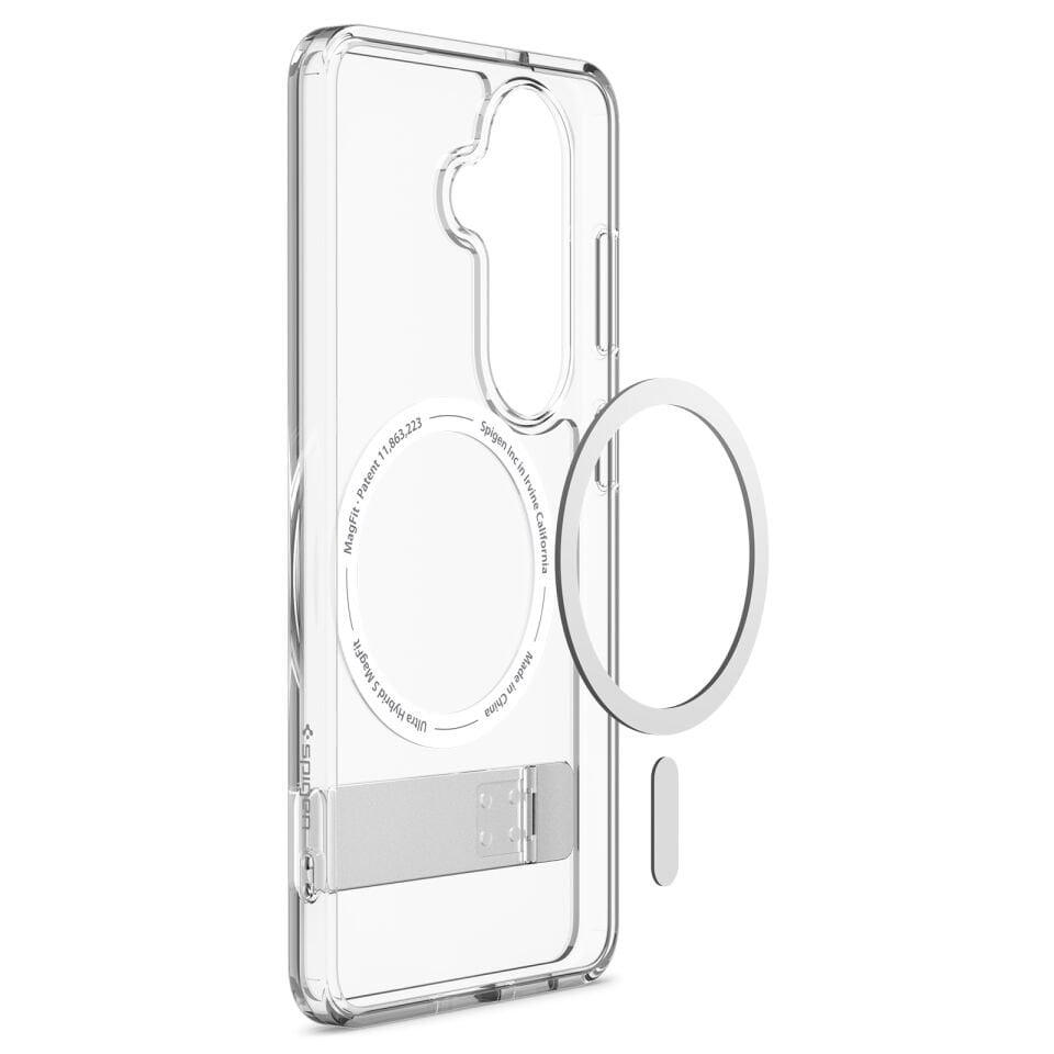 Spigen Samsung Galaxy S26 Plus ile Uyumlu ince Kılıf Ultra Hybrid S Metal Stand MagFit Sararmaya Dayanıklı DuraClear™ Hava Kanalı Teknolojisi™ Askeri Sınıf Koruma Şeffaf Kapak Clear White