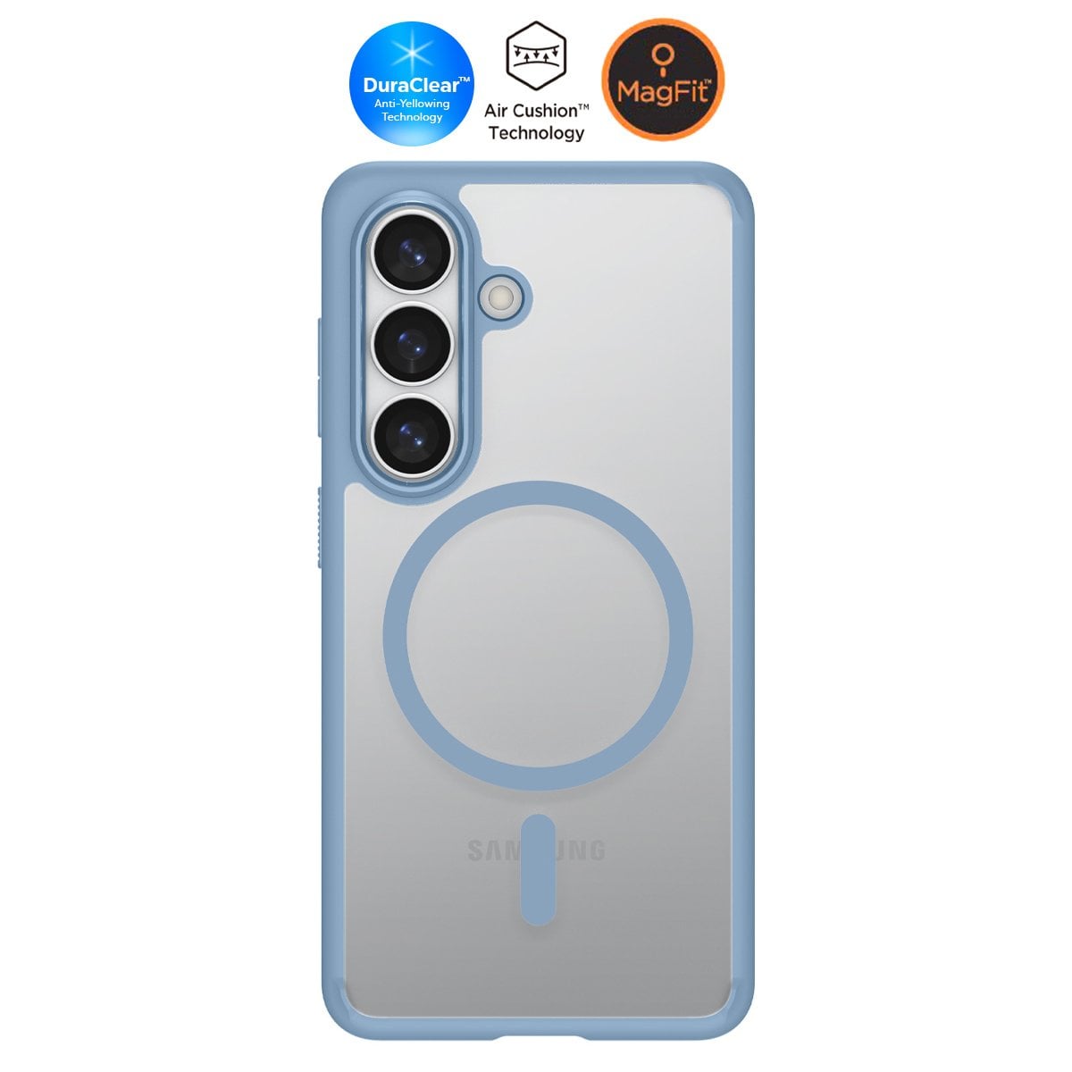 Spigen Samsung Galaxy S26 ile Uyumlu ince Kılıf Ultra Hybrid Sararmaya Dayanıklı DuraClear™ Hava Kanalı Teknolojisi™ Askeri Sınıf Koruma MagFit Şeffaf Kapak Light Blue