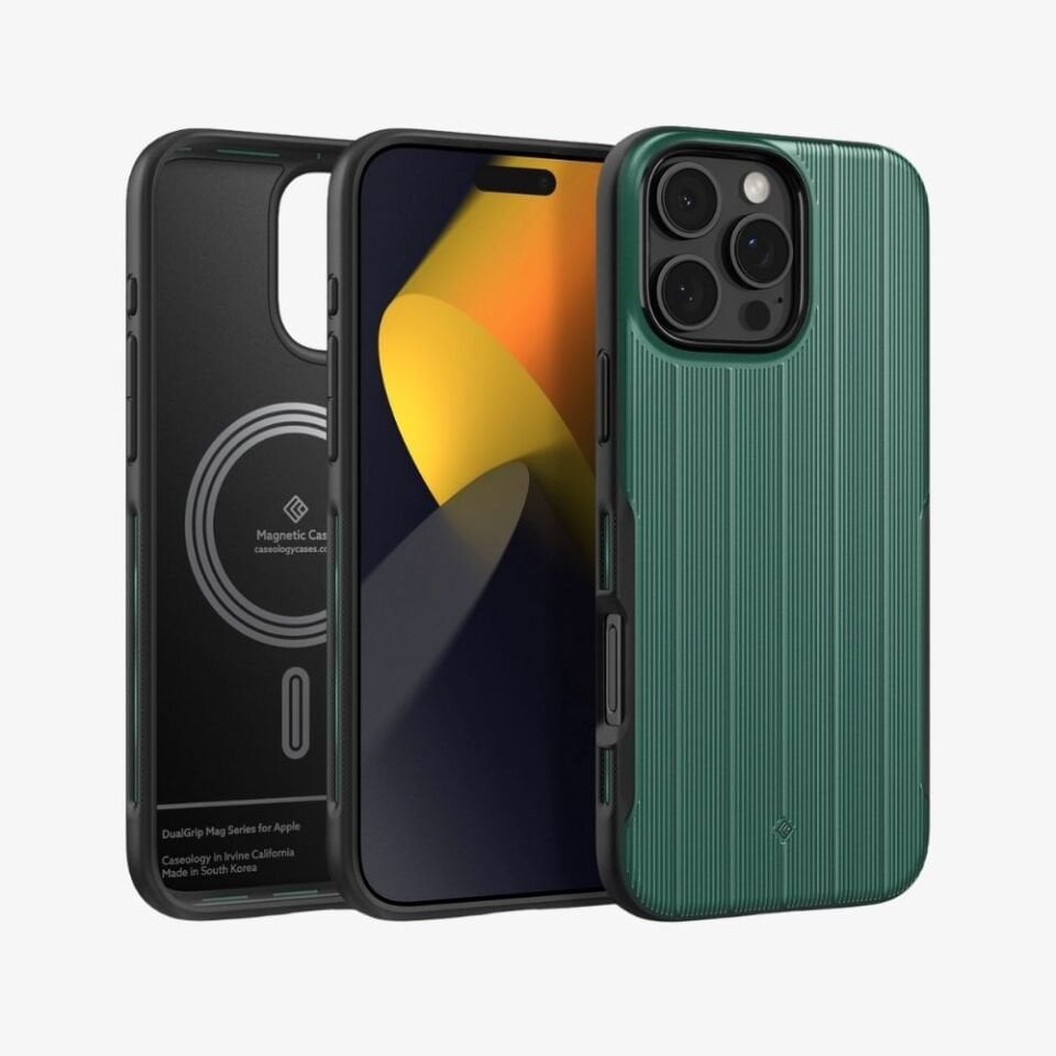 Spigen Caseology iPhone 16 Pro Kılıf Dual Grip Mag MagSafe Özellikli Braided Green