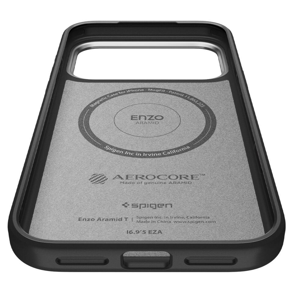 Spigen iPhone 17 Pro MagSafe Kılıf Enzo Aramid T Force Kamera Butonu Hava Kanalı Teknolojisi™ Askeri Sınıf Koruma MagFit Dokulu Yüzey Kapak Silver