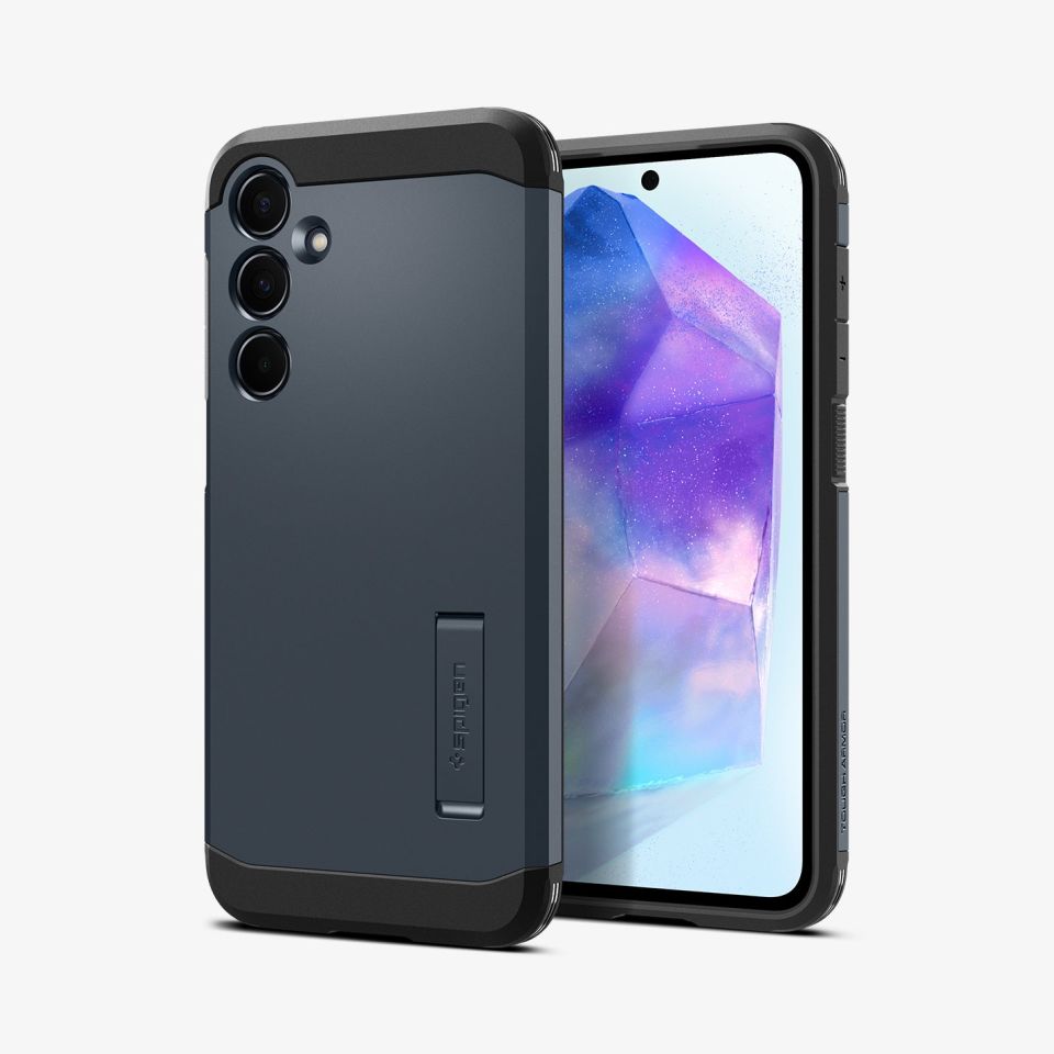 Samsung Galaxy A55 Kılıf, Spigen Tough Armor Metal Slate