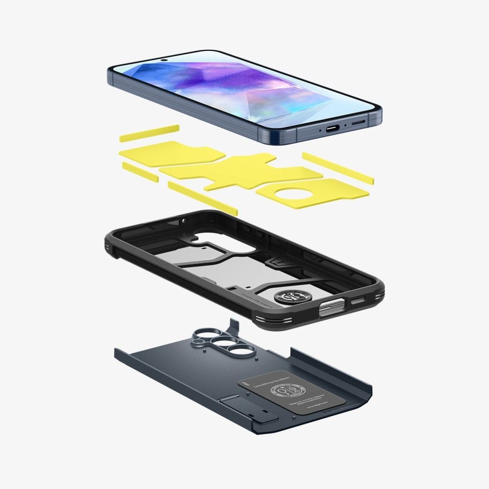 Samsung Galaxy A55 Kılıf, Spigen Tough Armor Metal Slate
